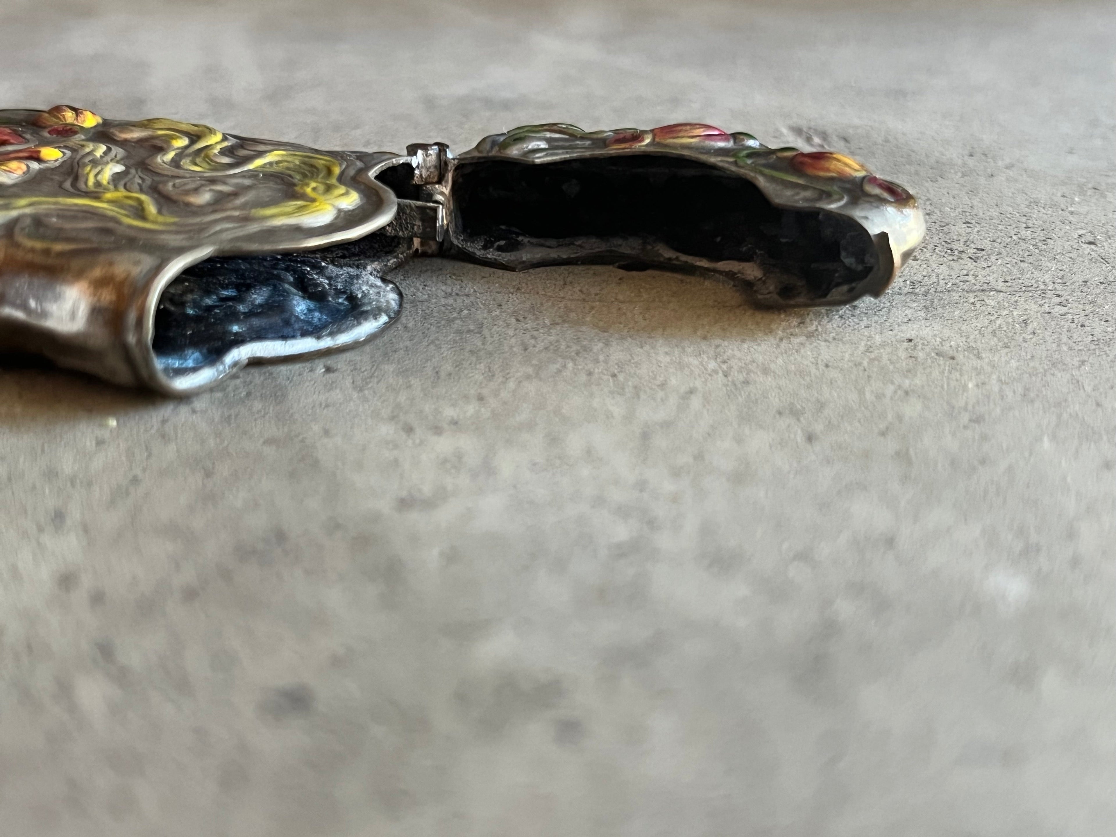 c. 1900s-1910s Painted Match Safe Pendant