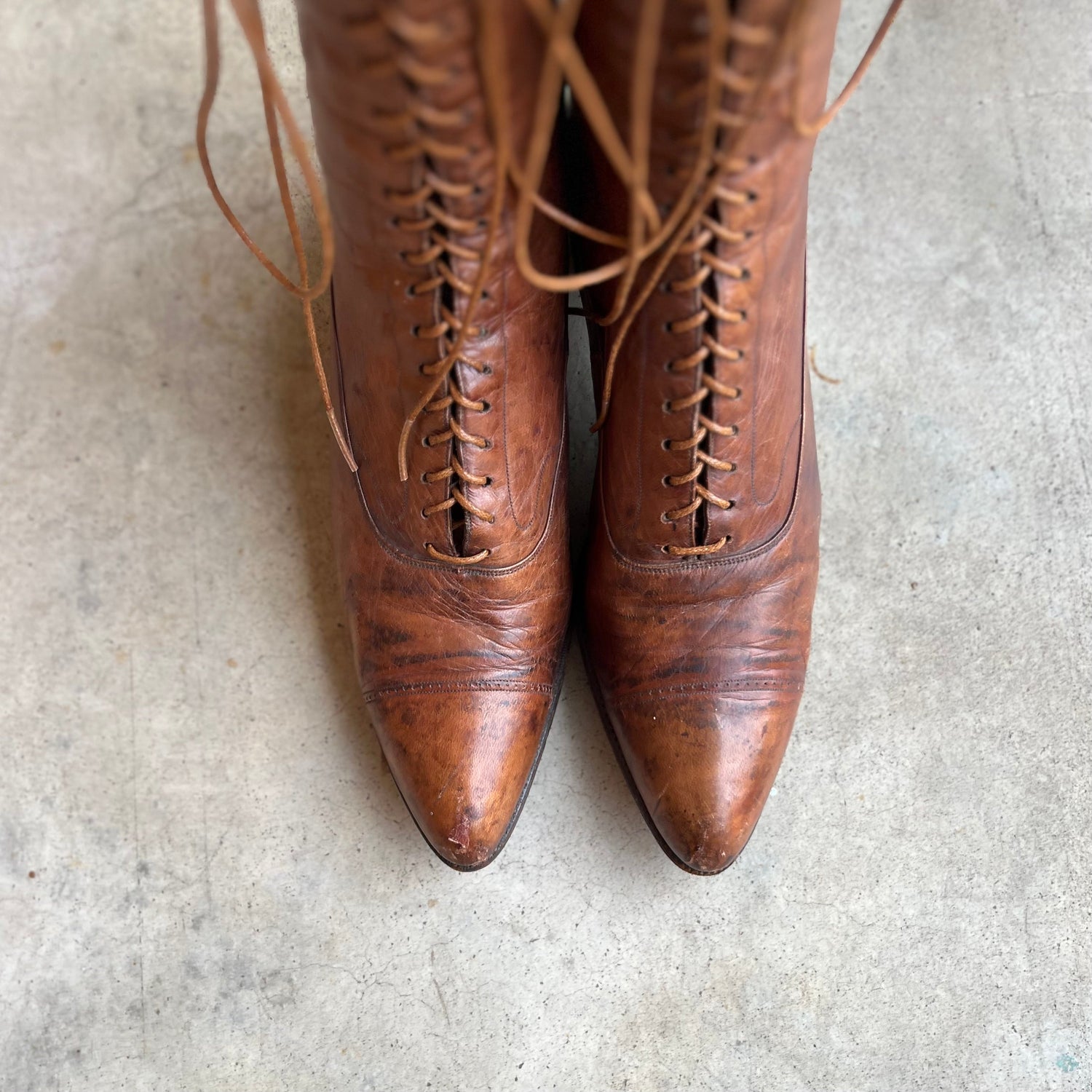 c. 1910s Brown Lace Up Boots | Approx Sz 9