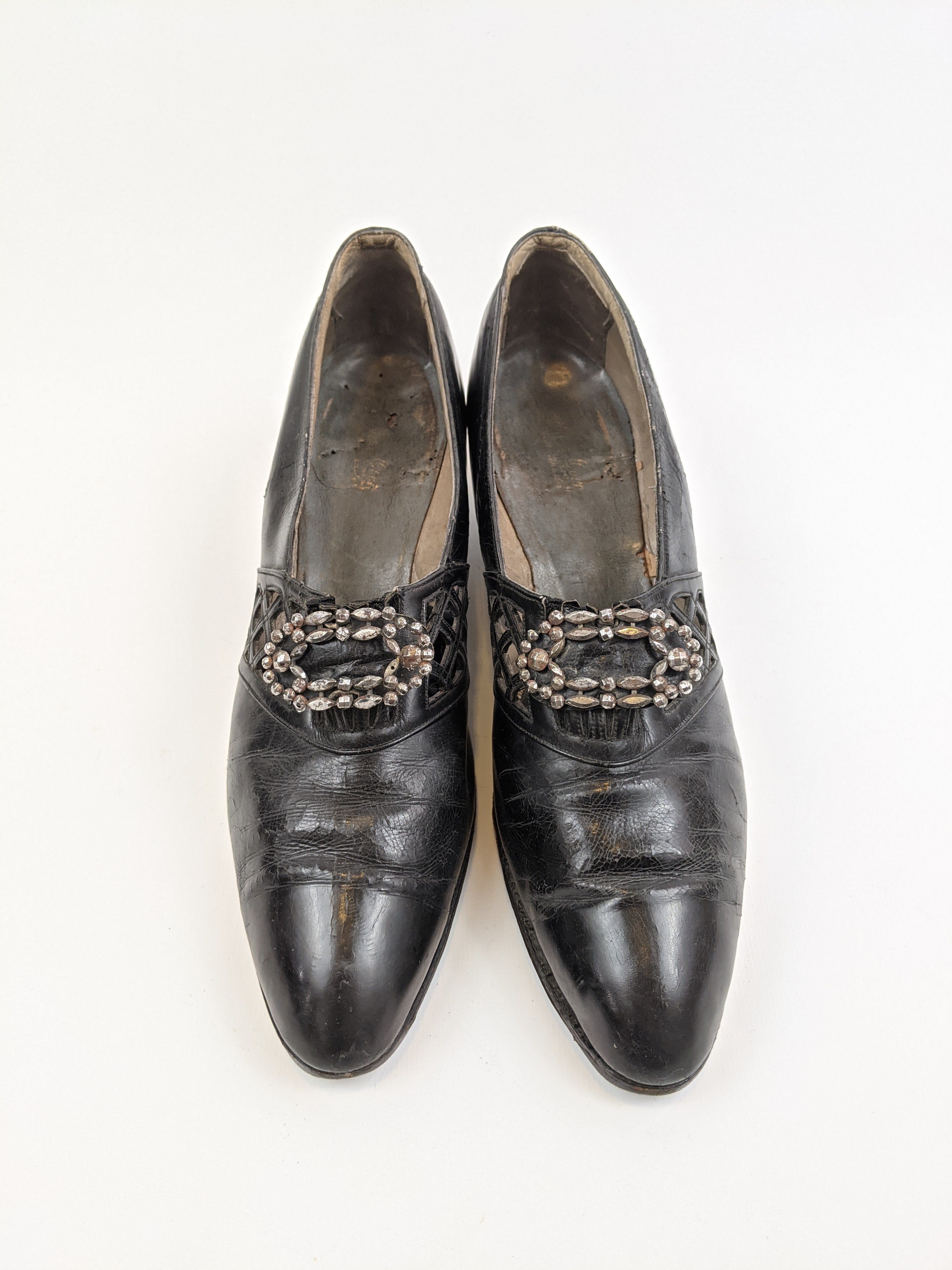1910s-1920s Buckle Leather Heels | Approx Size 8-8.5