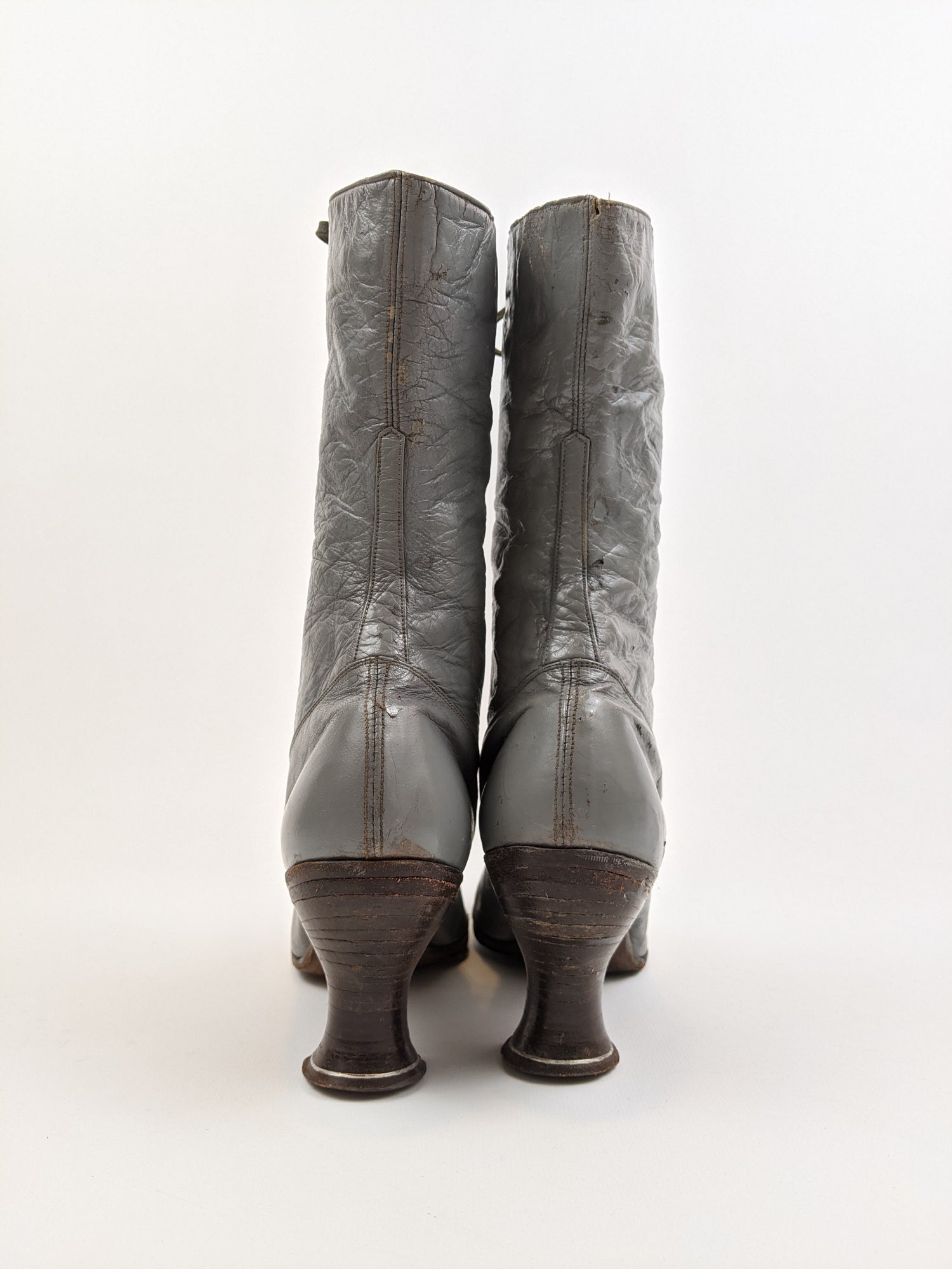 1920s Grey Lace Up Louis Heel Boots | Approx Size 7