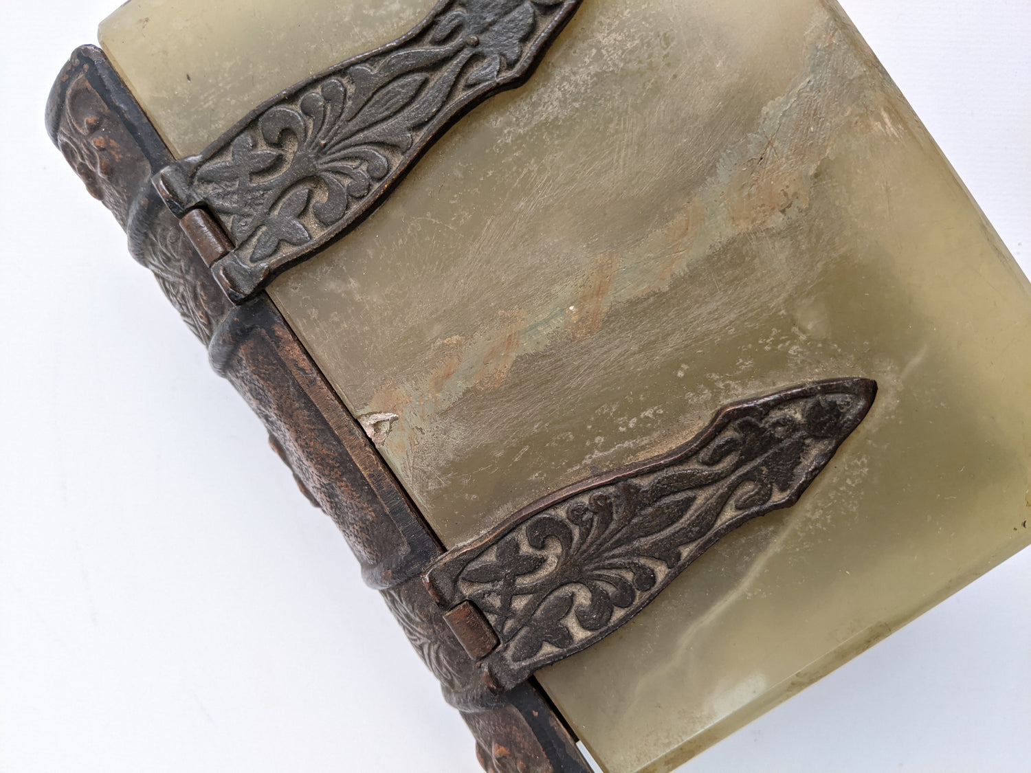 Vintage Green Onyx Stone Book Box