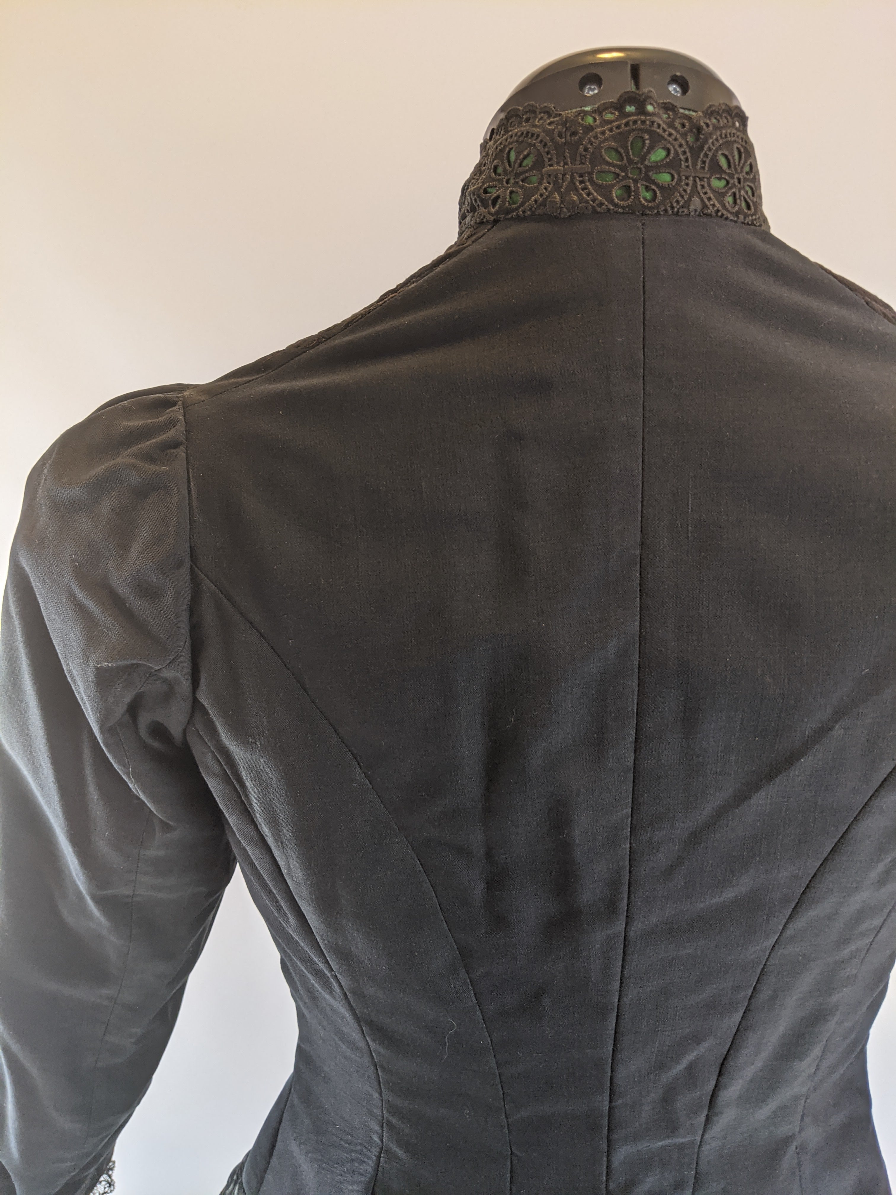 Victorian Black Maternity Blouse with Lace Trim