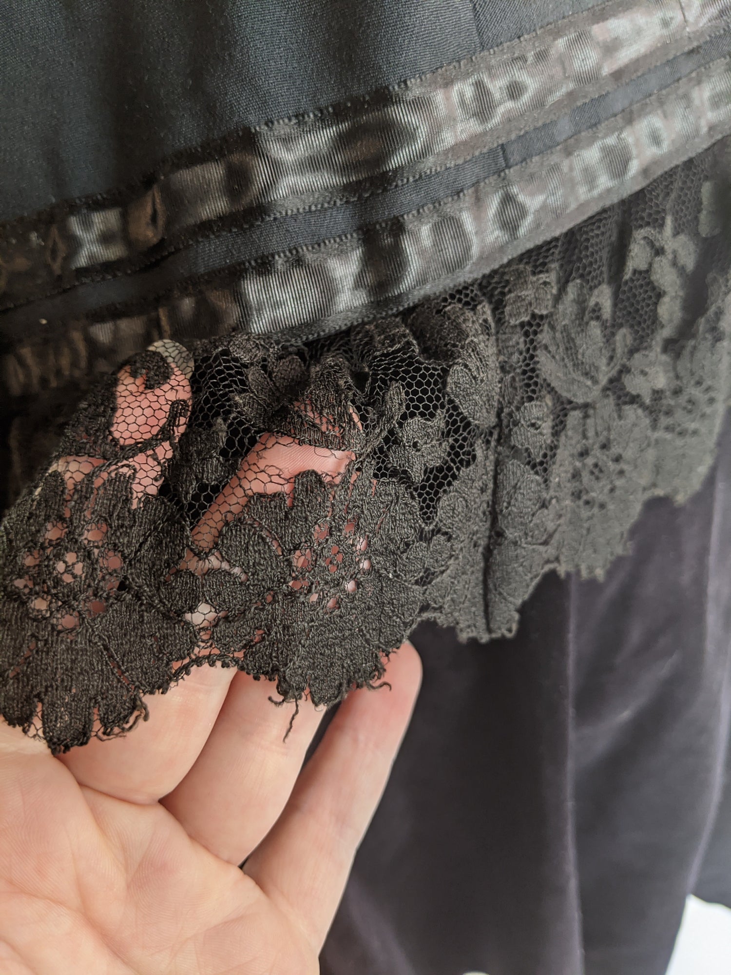 Victorian Black Maternity Blouse with Lace Trim