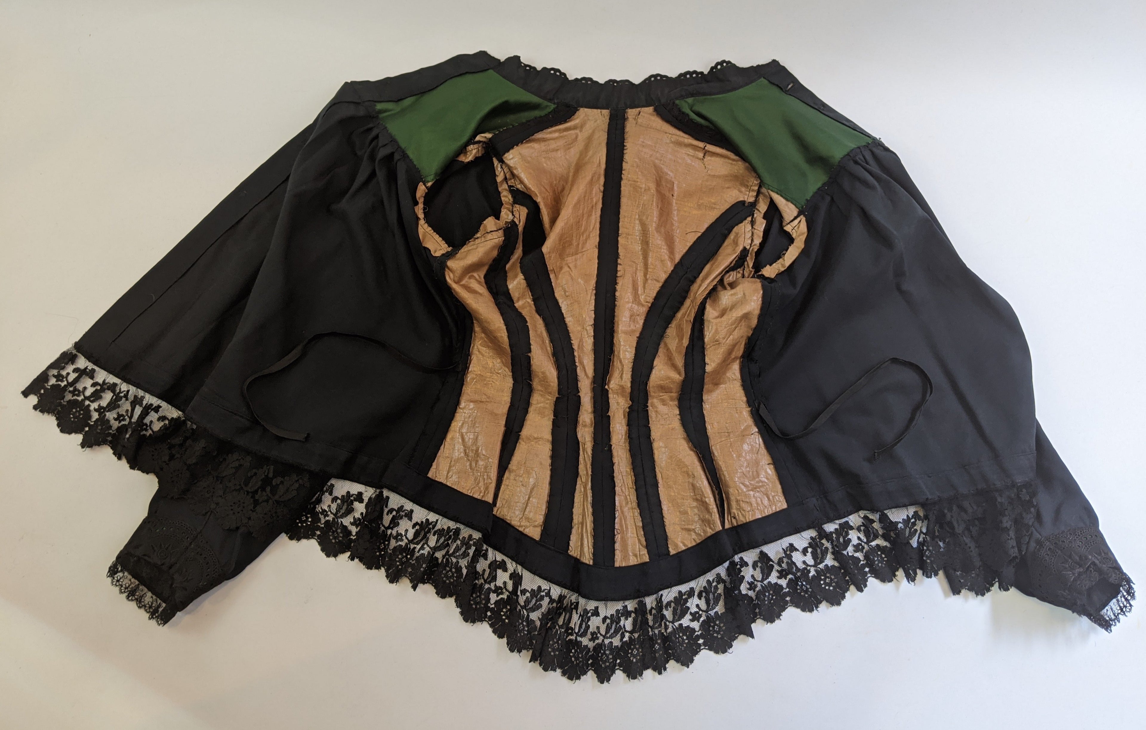 Victorian Black Maternity Blouse with Lace Trim