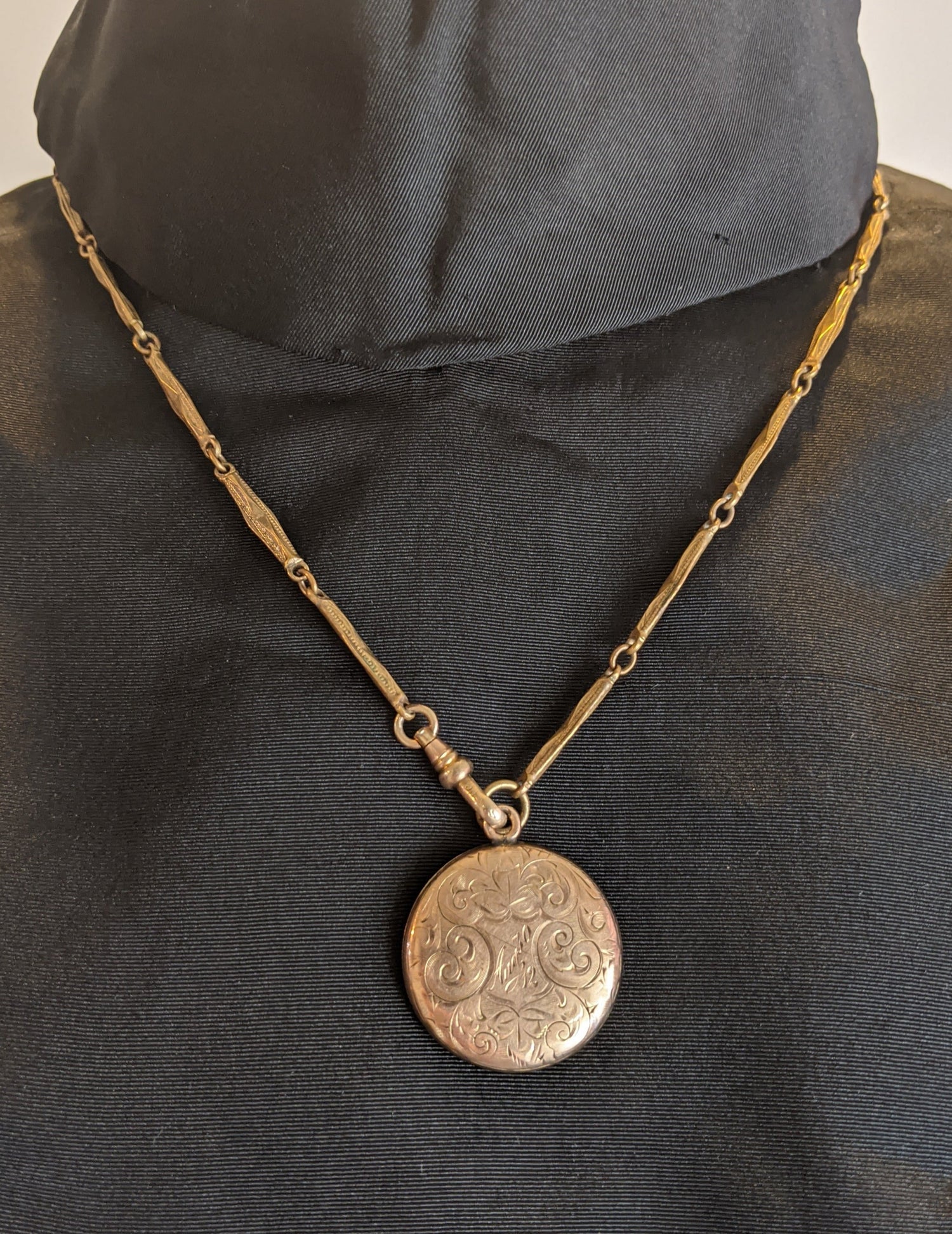 1912 Gold Filled Monogrammed Locket with Photos