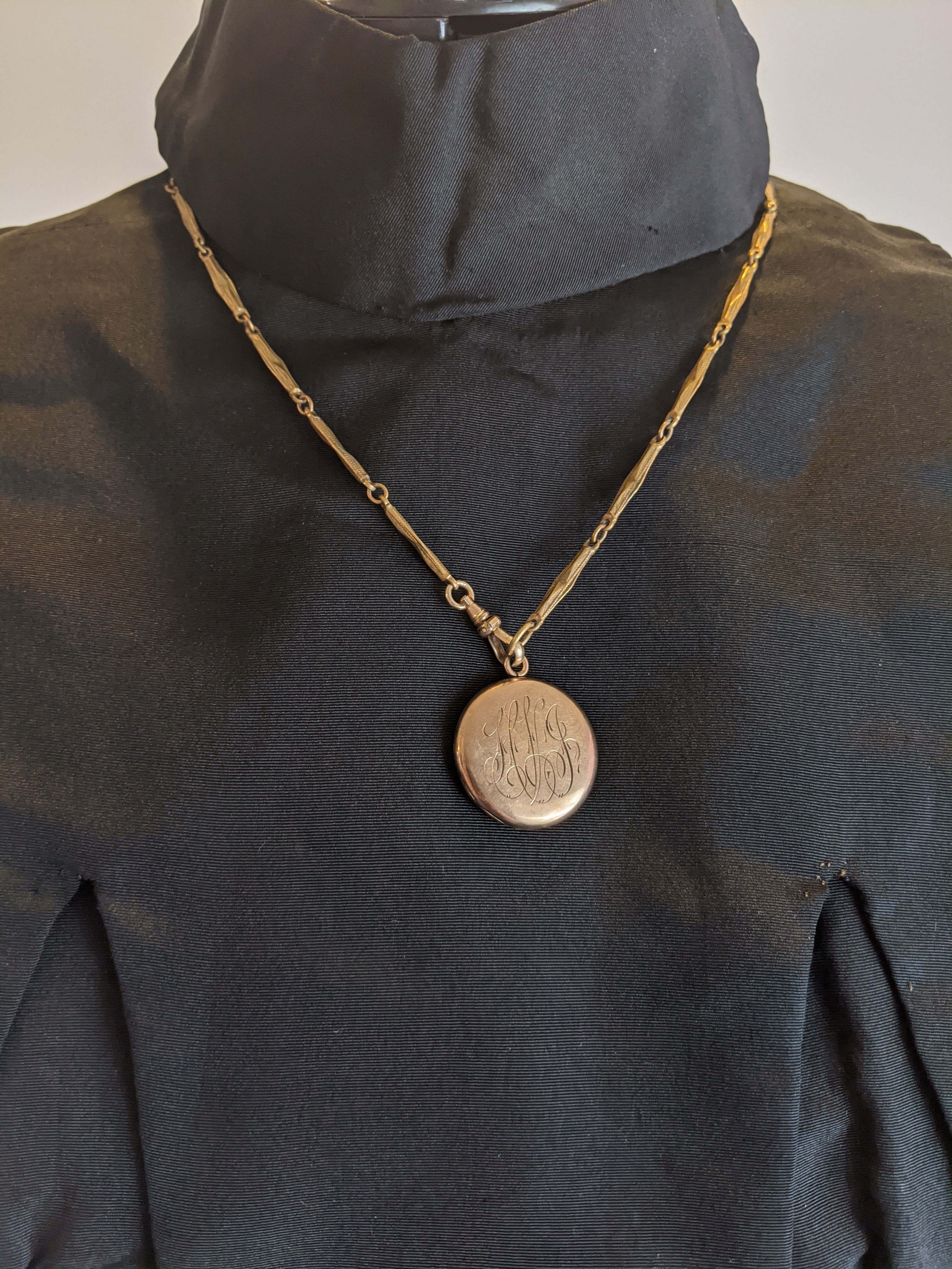 1912 Gold Filled Monogrammed Locket with Photos