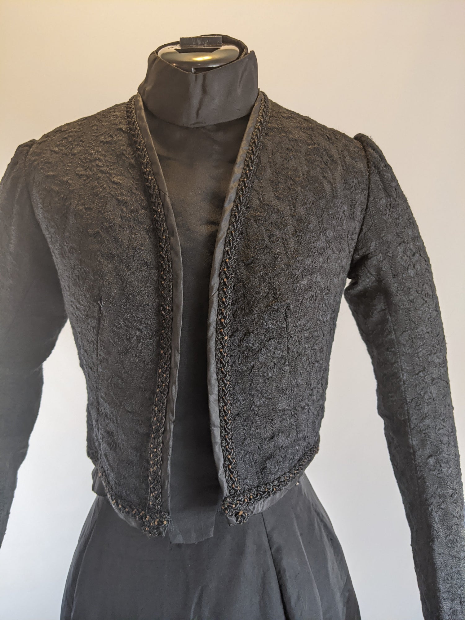 Edwardian Black Brocade Bolero | XS - Small