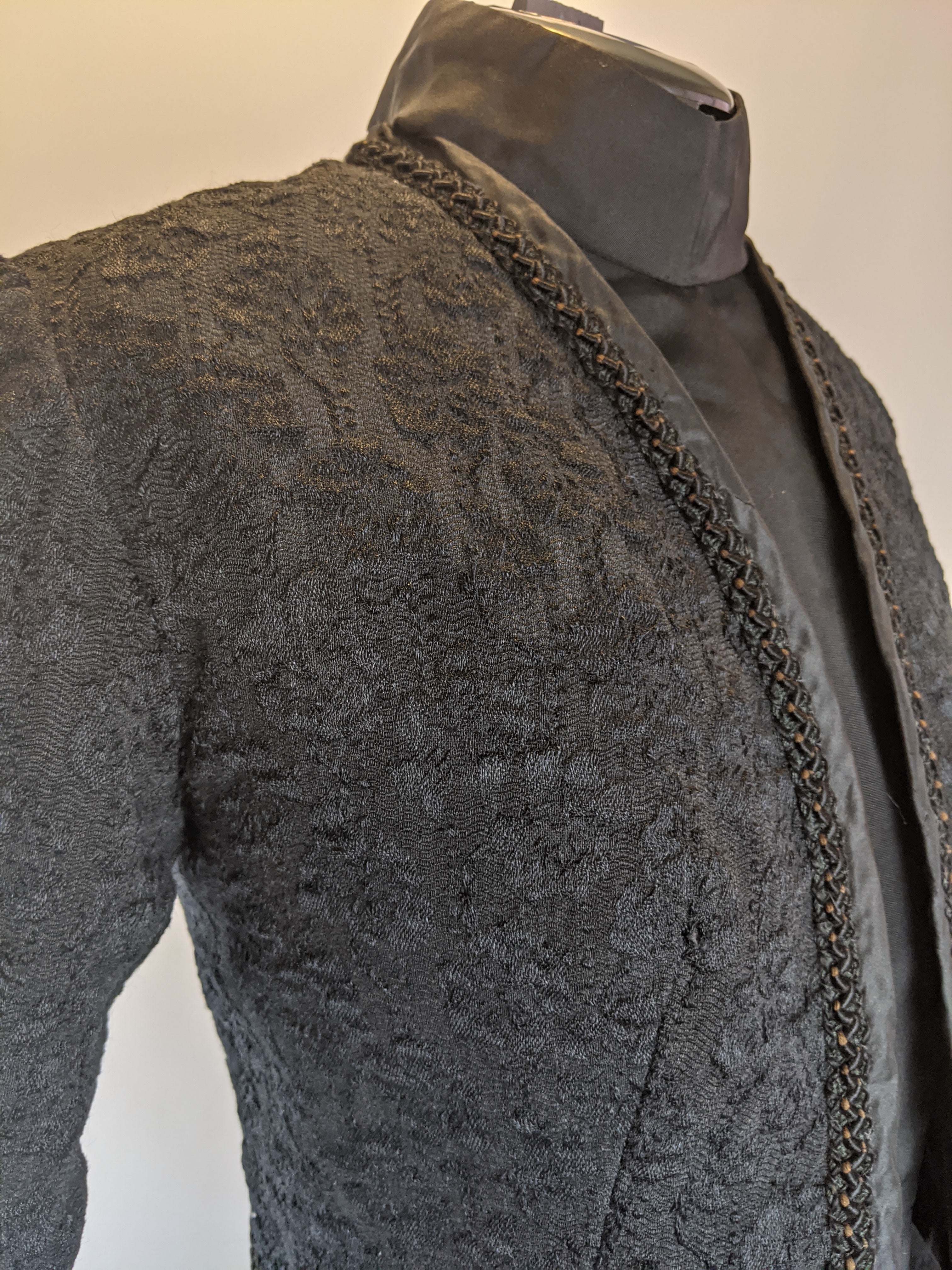 Edwardian Black Brocade Bolero | XS - Small