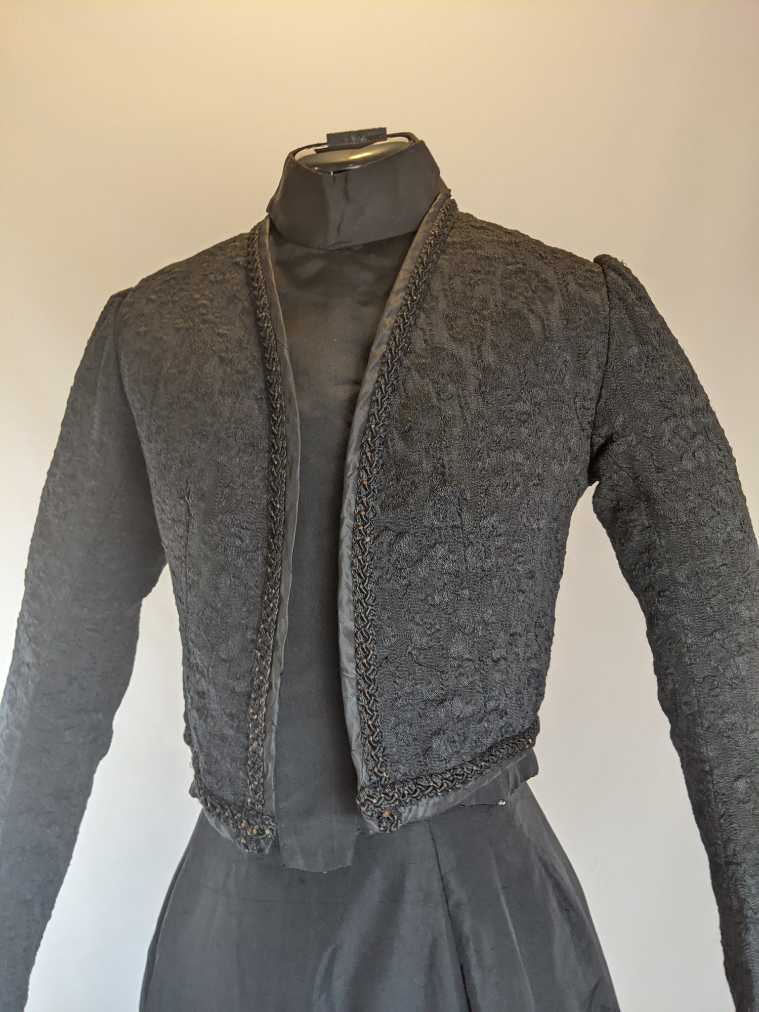 Edwardian Black Brocade Bolero | XS - Small