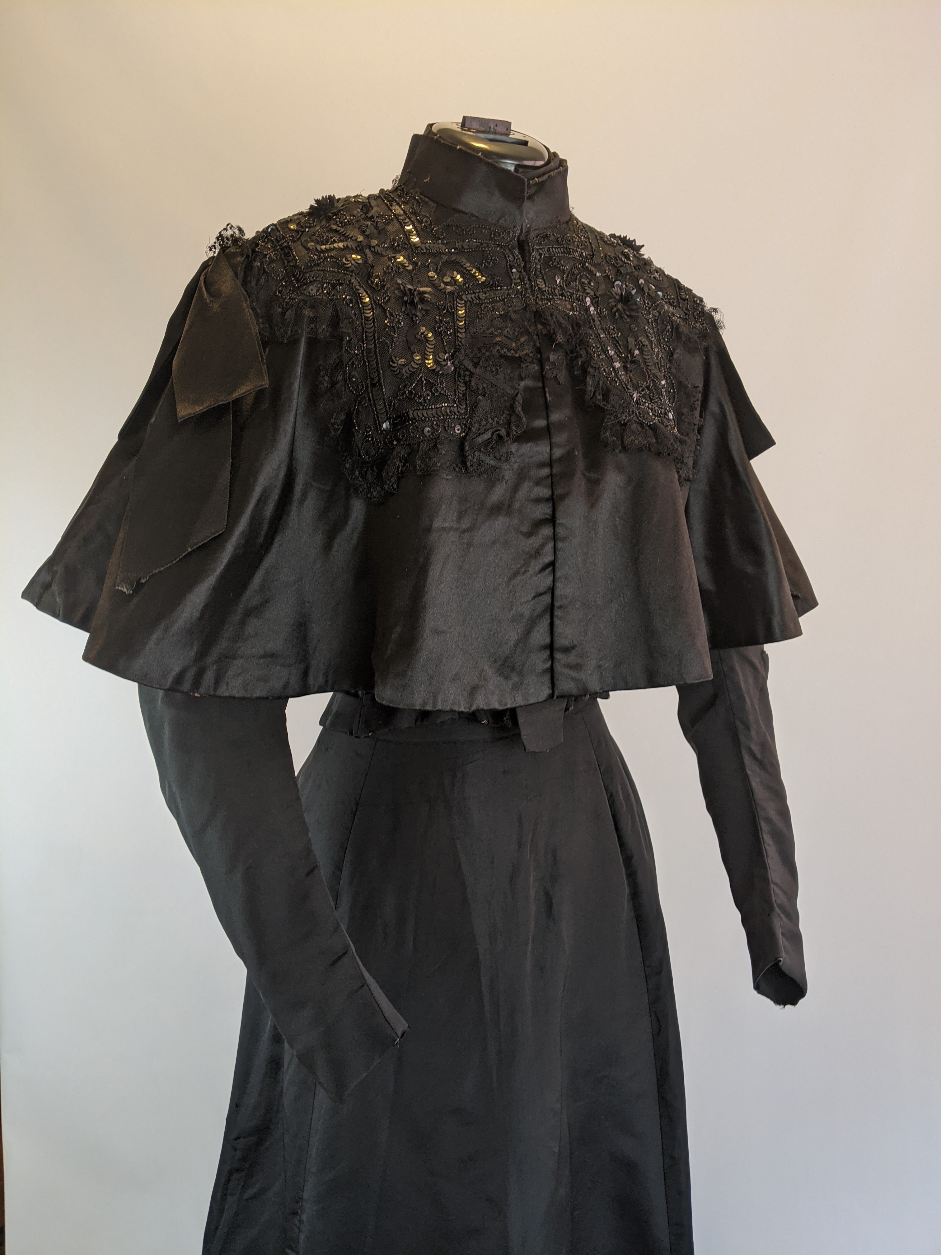 Victorian Black Silk Beaded Capelet