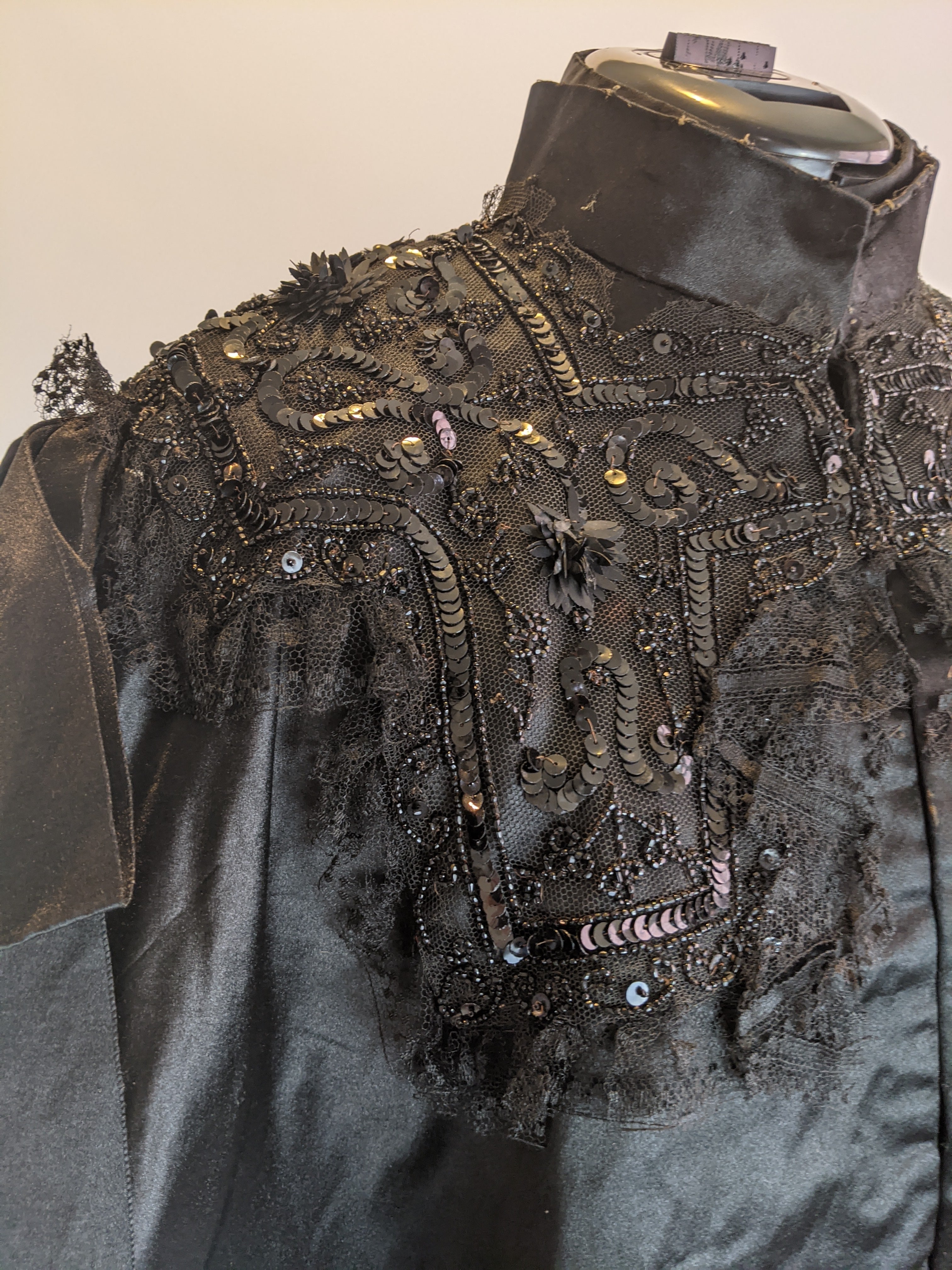 Victorian Black Silk Beaded Capelet