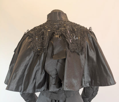 Victorian Black Silk Beaded Capelet