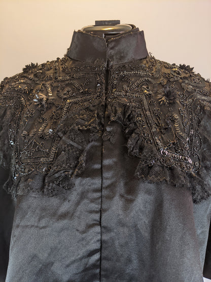 Victorian Black Silk Beaded Capelet