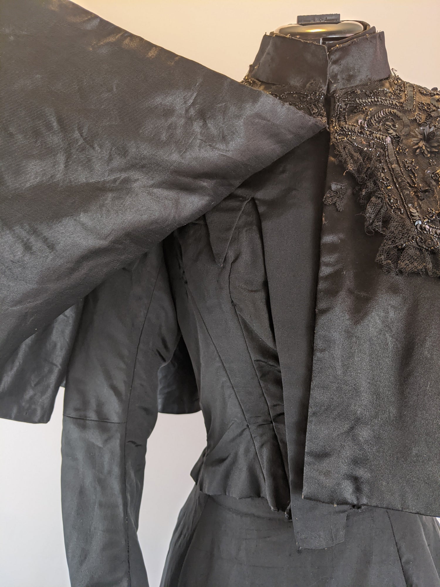 Victorian Black Silk Beaded Capelet