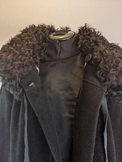 1920s Corduroy Cape with Curly Wool Collar