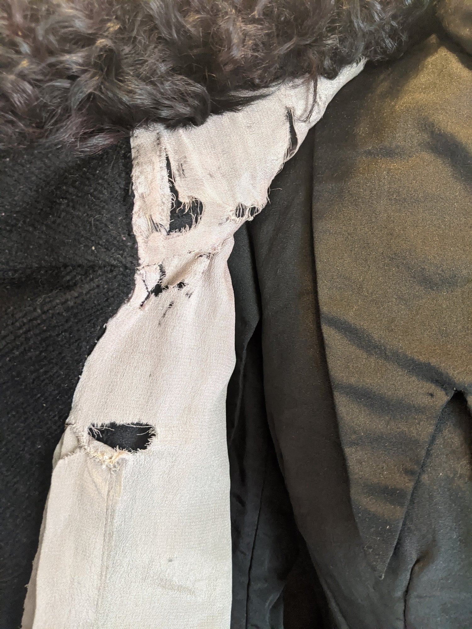 1920s Corduroy Cape with Curly Wool Collar