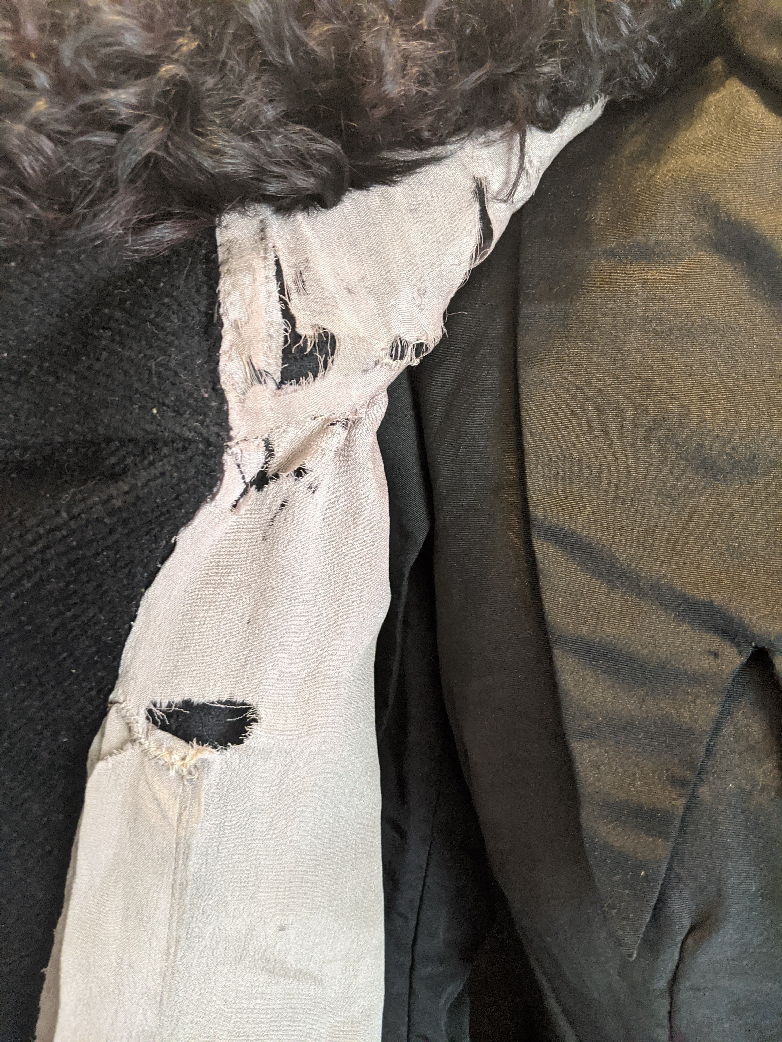 1920s Corduroy Cape with Curly Wool Collar