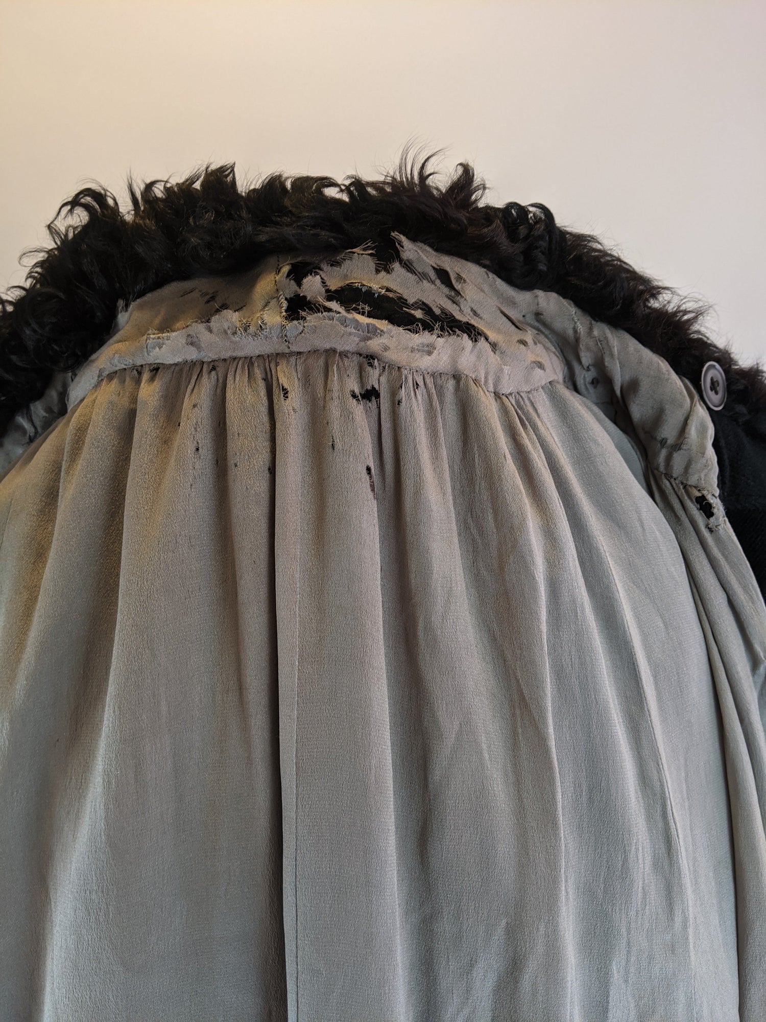 1920s Corduroy Cape with Curly Wool Collar