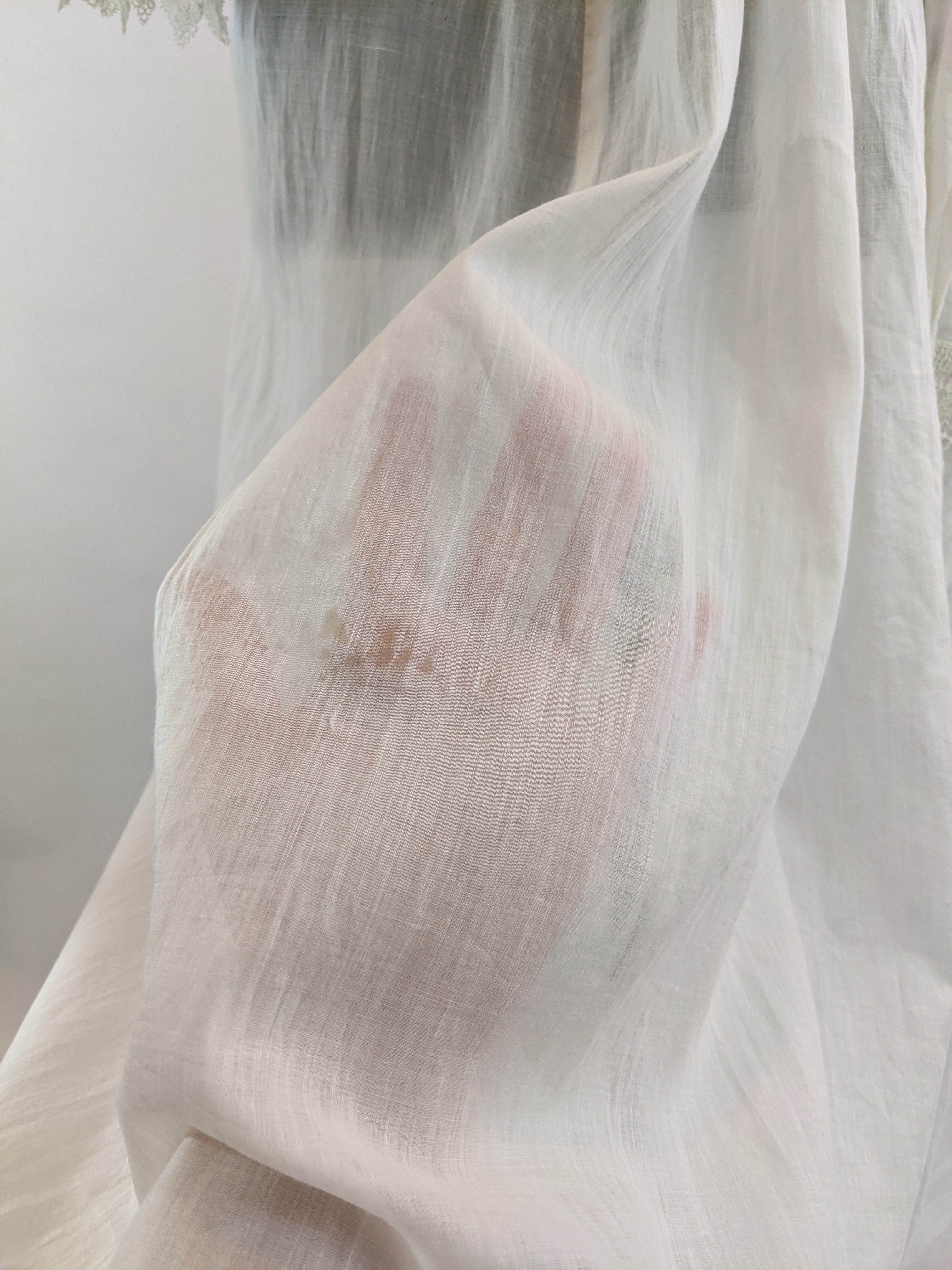 Edwardian White Cotton Lace Gown