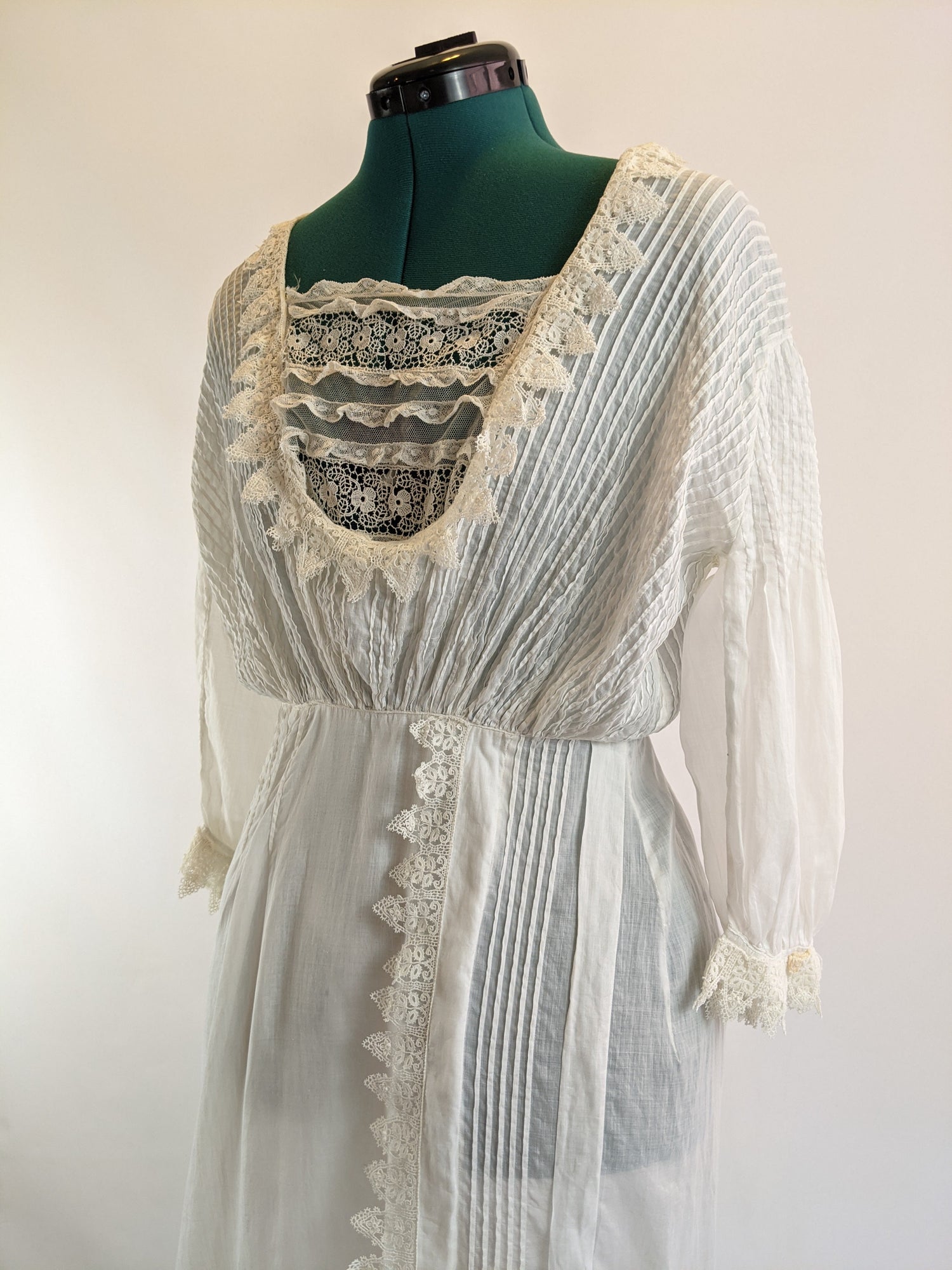 Edwardian White Cotton Lace Gown