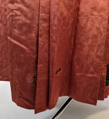 1880s Orange and Black Silk Gown