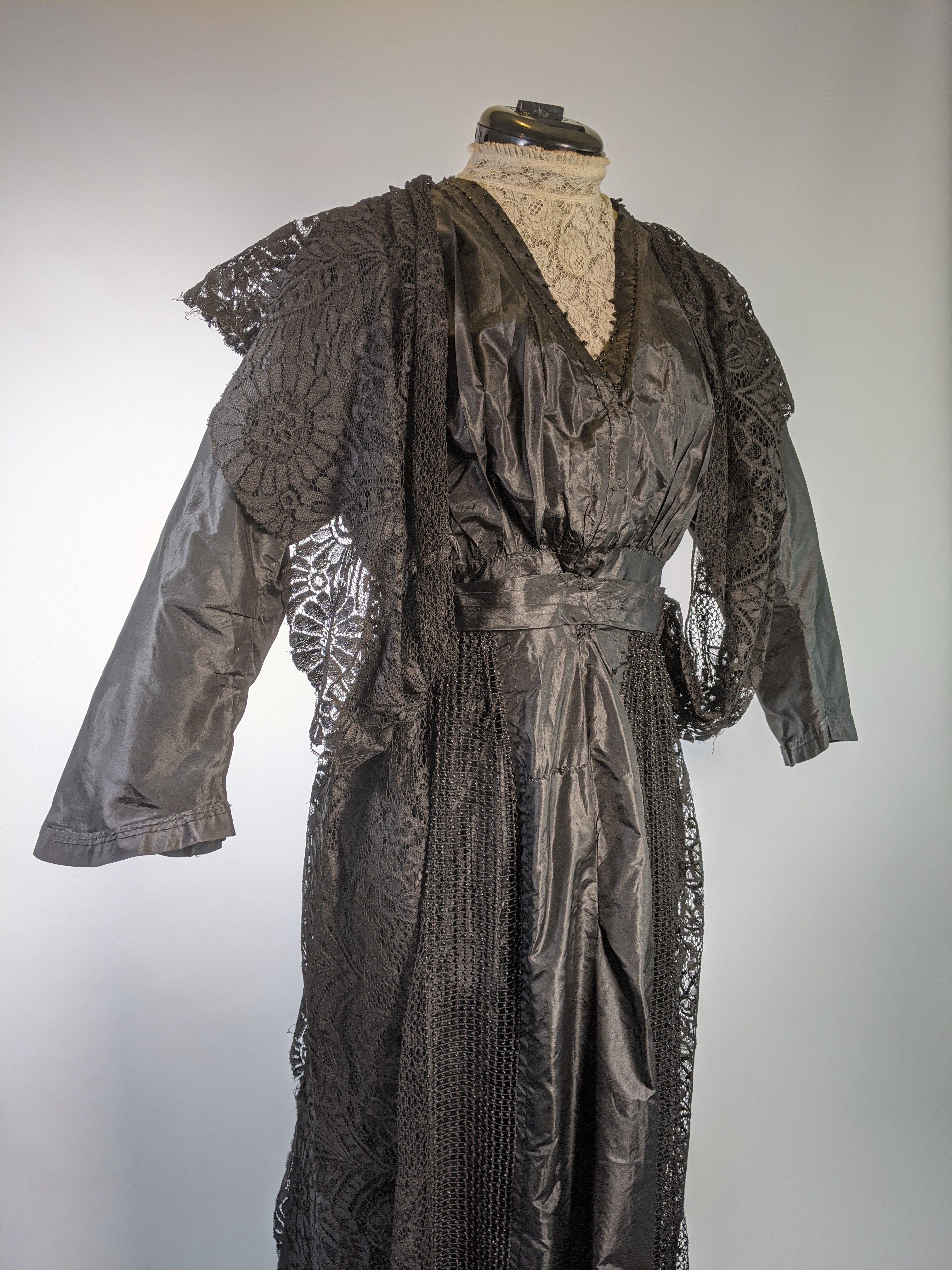 1910s Black Taffeta Gown | 28" waist