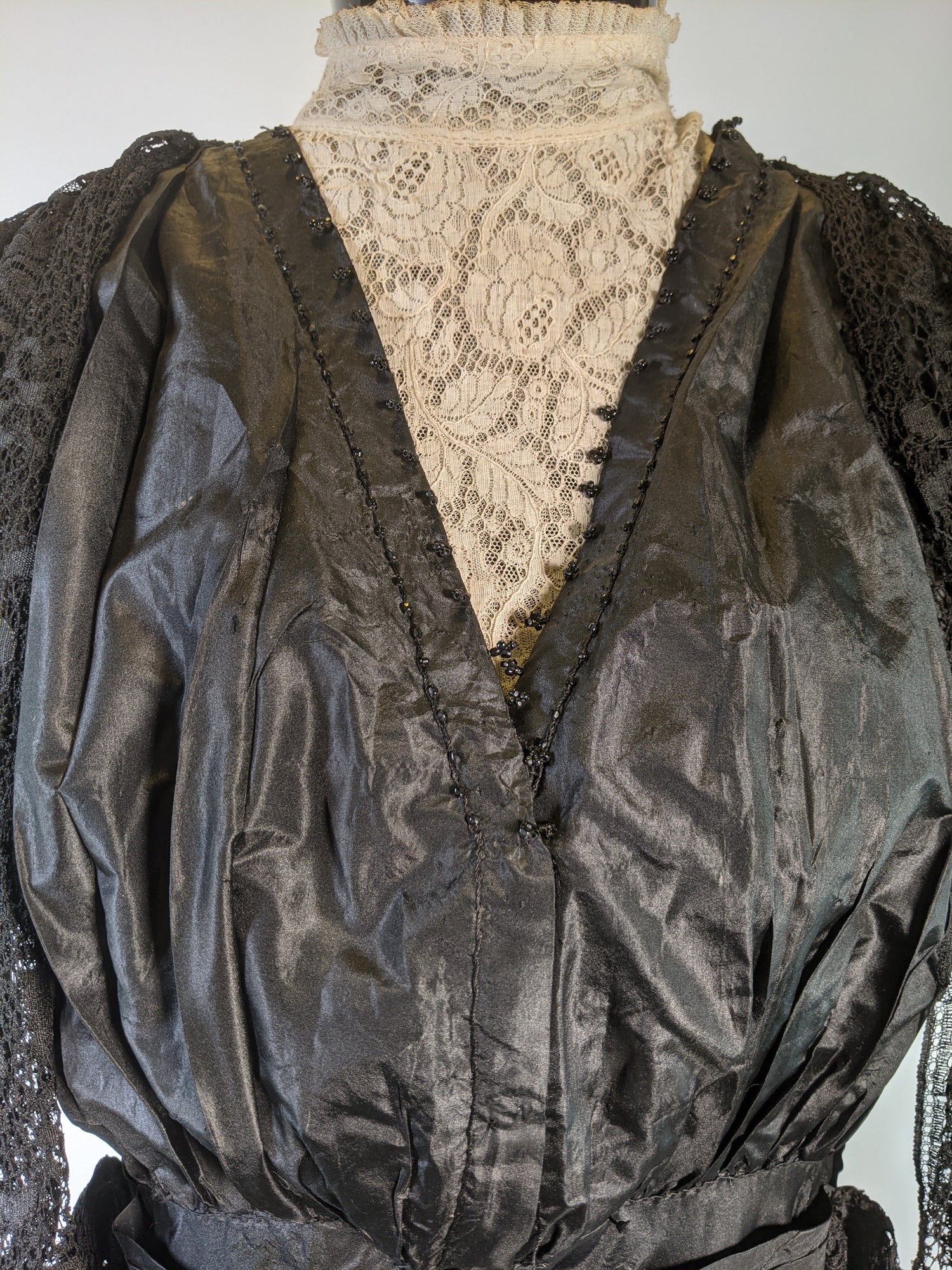 1910s Black Taffeta Gown | 28" waist