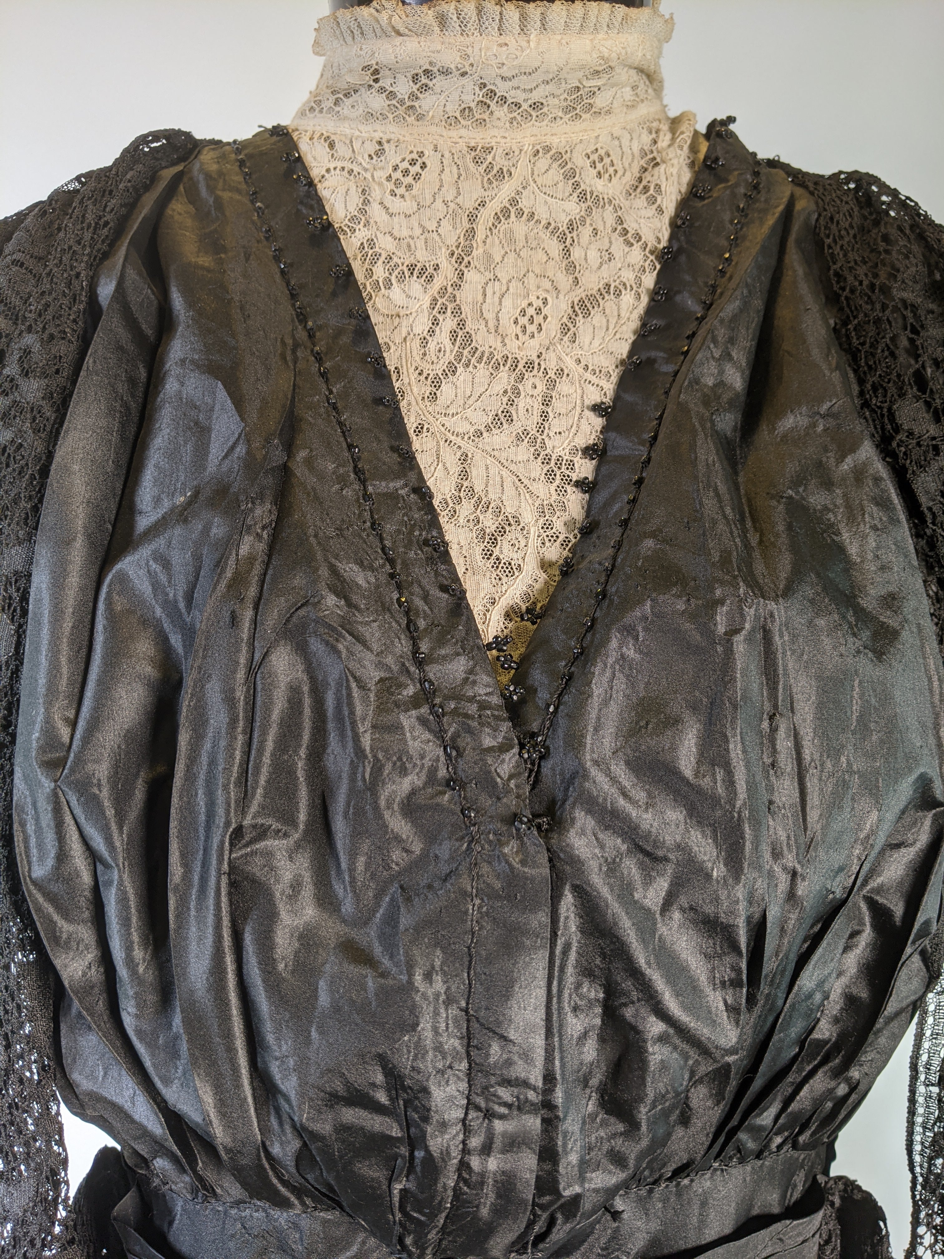 1910s Black Taffeta Gown | 28" waist