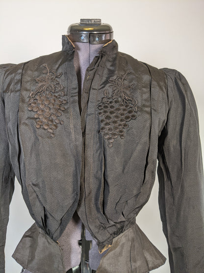 Late Victorian Mourning Bodice | Grape Motif