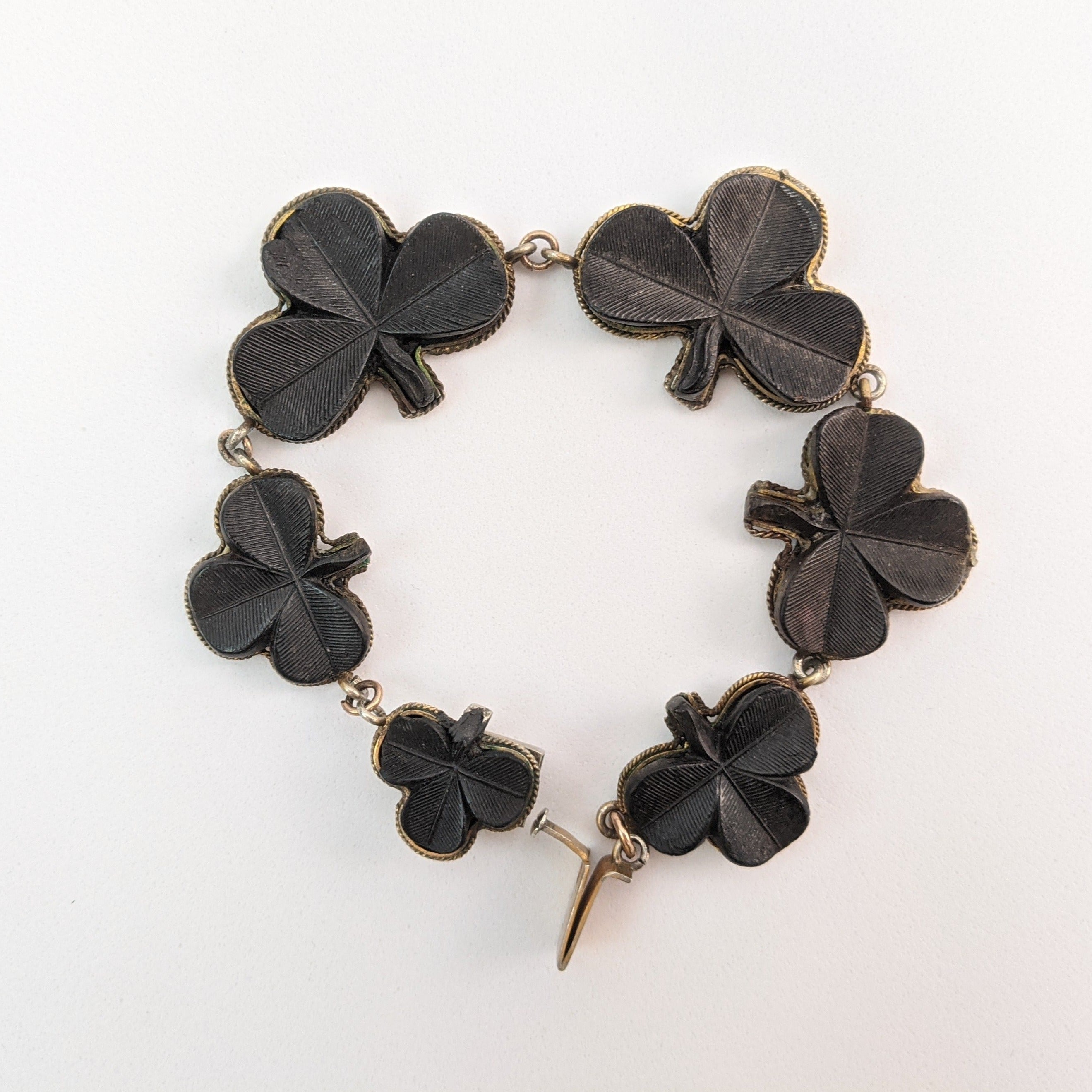 Victorian Bog Oak Shamrock Bracelet