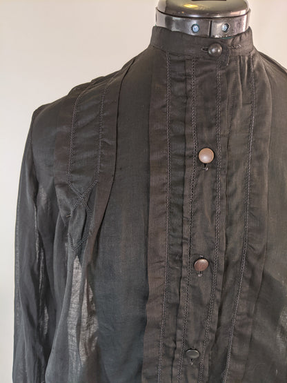 1900s Black Cotton Shirtwaist