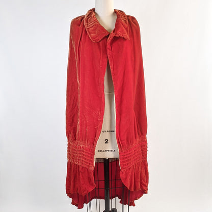 1920s Orange Velvet Cape