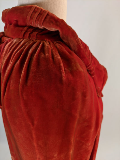 1920s Orange Velvet Cape