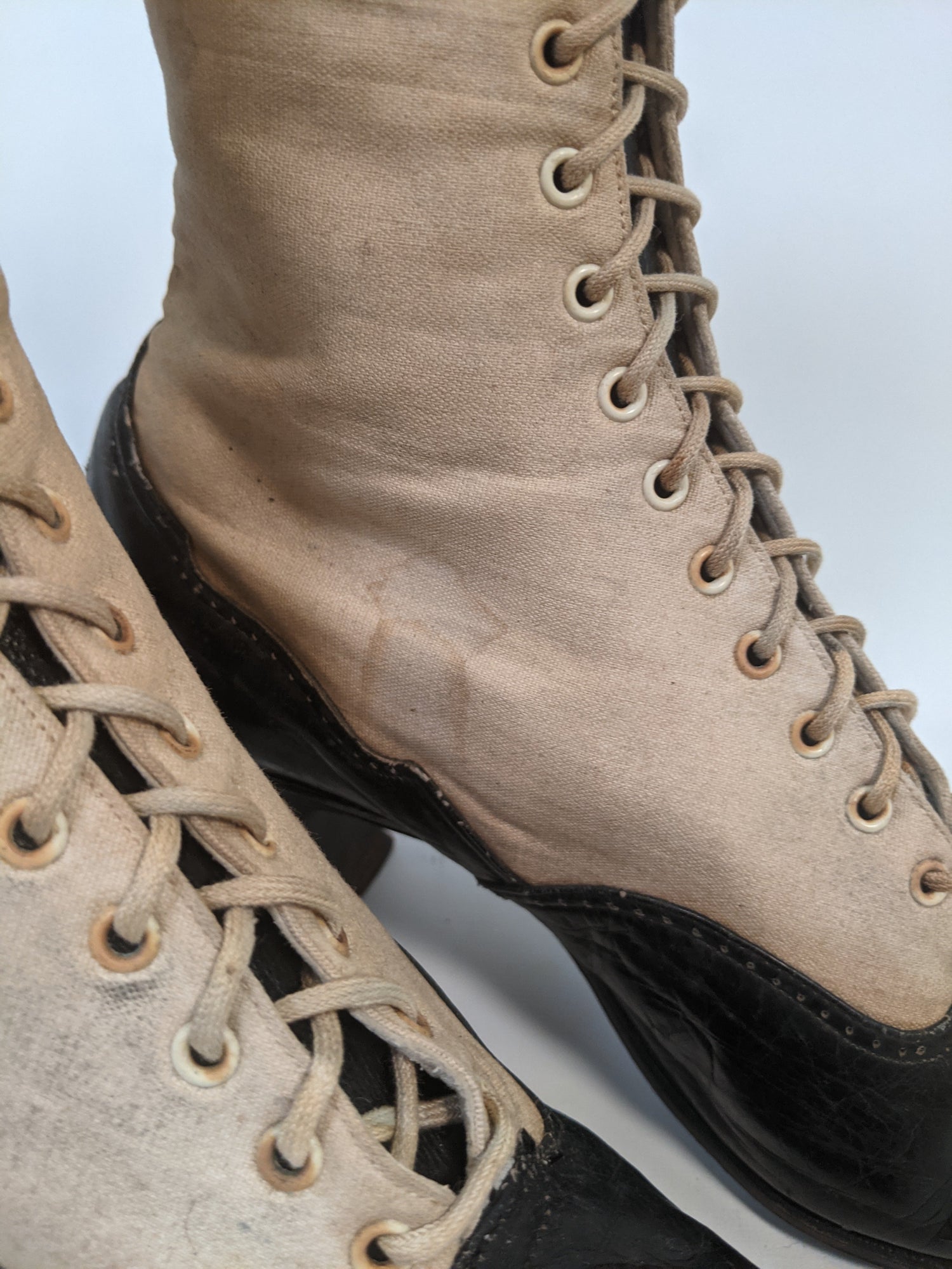 1910s Black and White Boots | Approx Sz 7.5