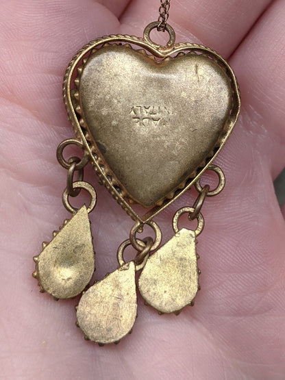 RESERVED | Vintage Micromosaic Heart Necklace