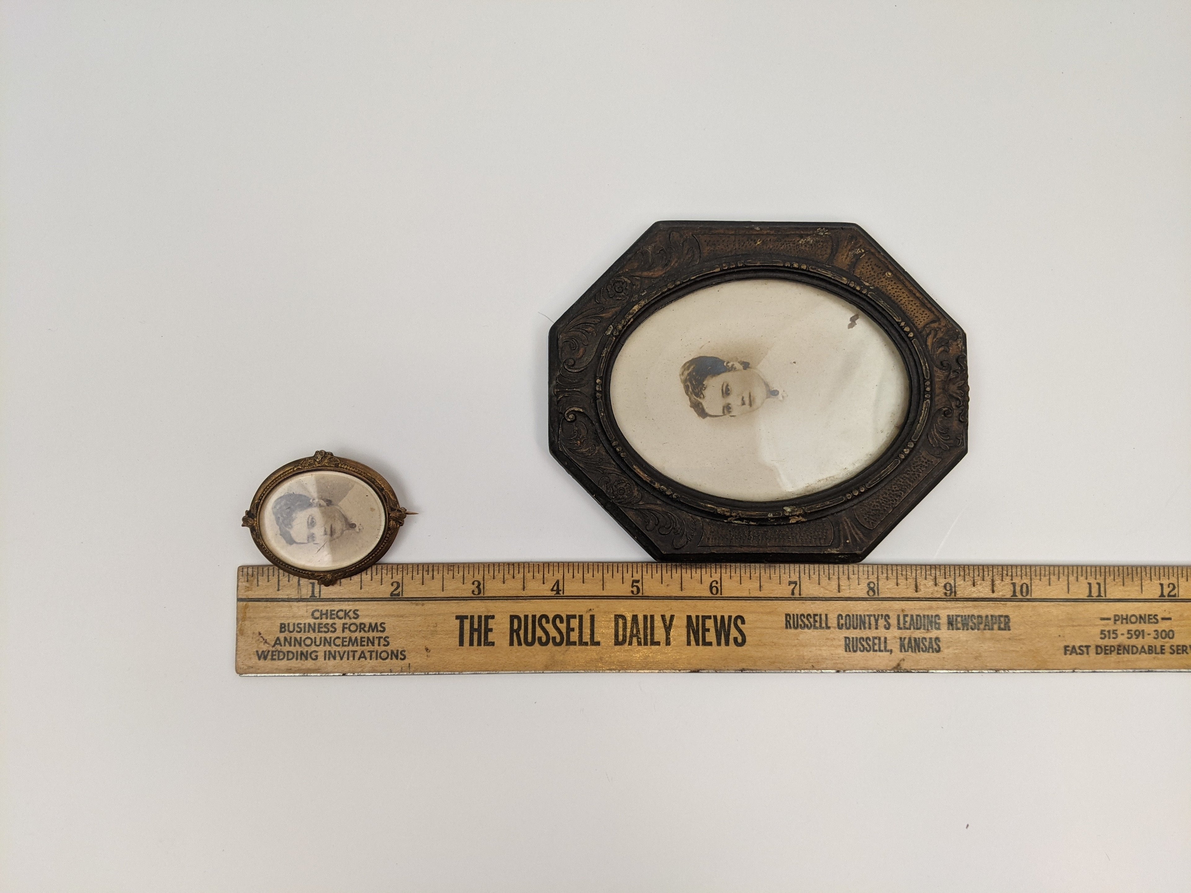 Victorian Brooch + Matching Framed Photo of Woman