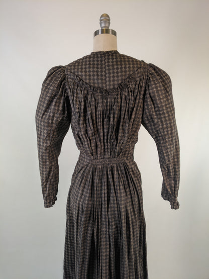 1890s Black Wrapper Dress
