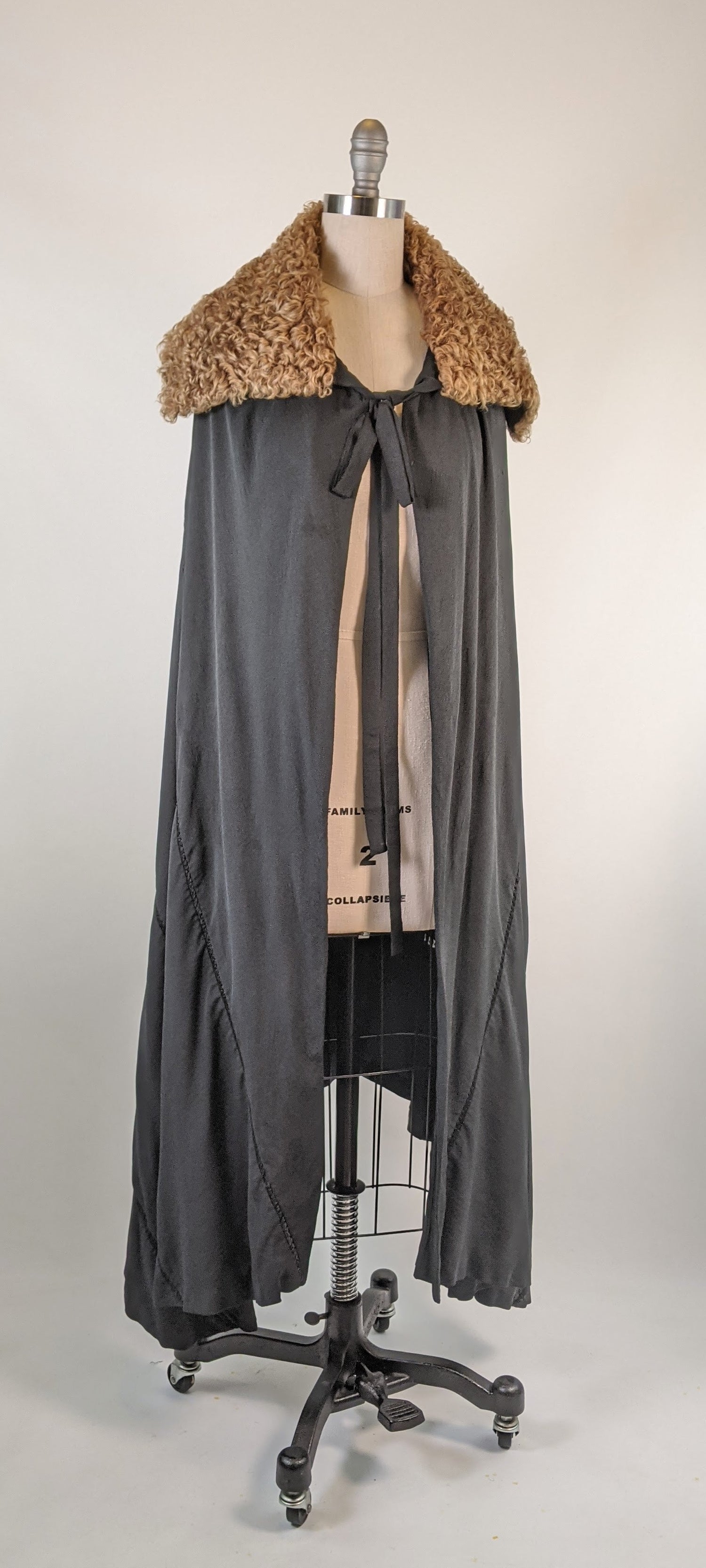 1920s Black Silk Cape