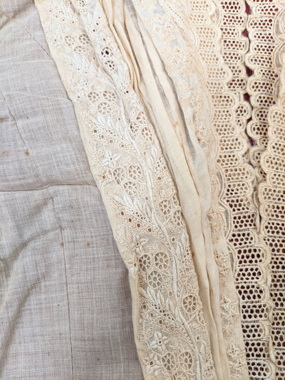 1880s Beige + Maroon Bodice