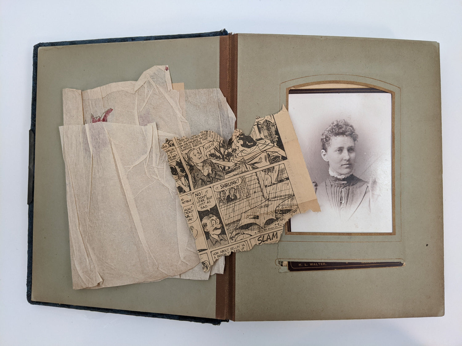 Blue Victorian Photo Album with Photos