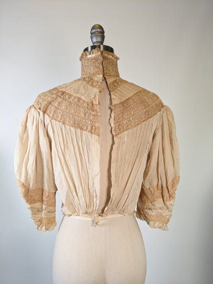 Edwardian Ecru Silk Lace Blouse