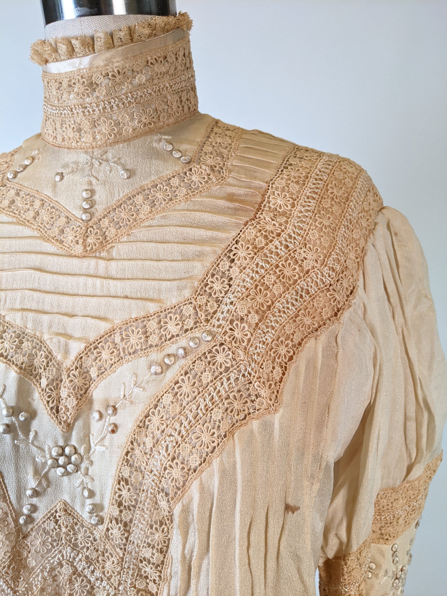 Edwardian Ecru Silk Lace Blouse