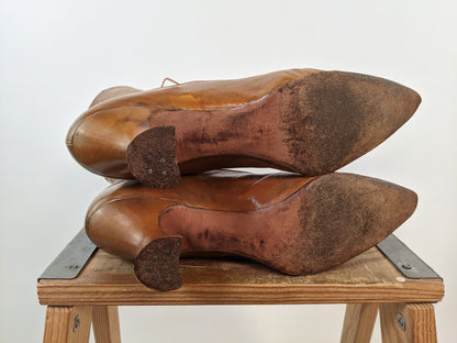 1910s Tan Lace Up Boots | Sz 8-8.5