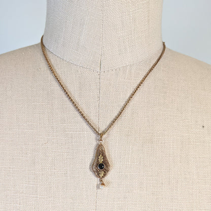 Art Nouveau Rose Gold Pearl Drop Necklace