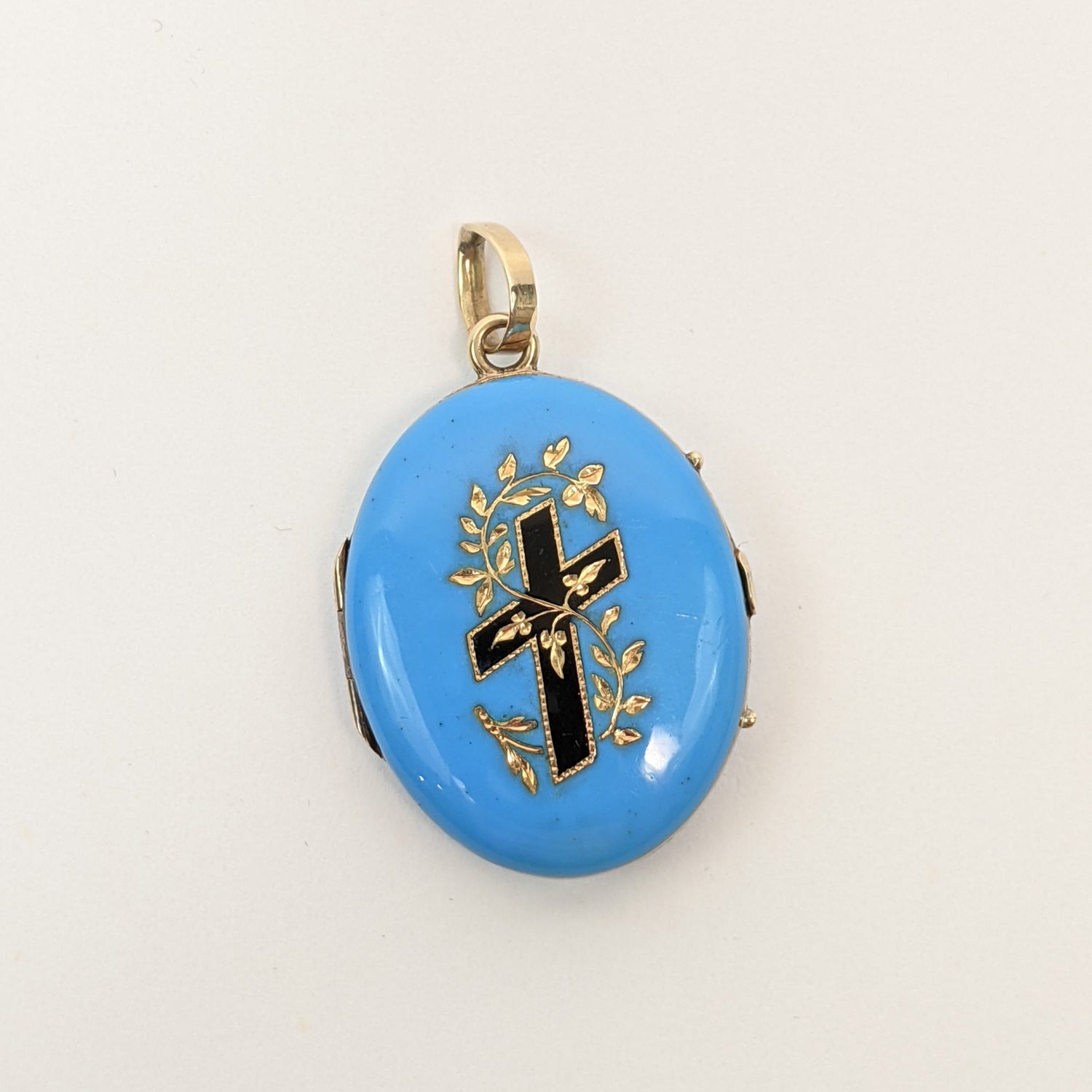 Victorian 14k Gold Enamel Mourning Locket