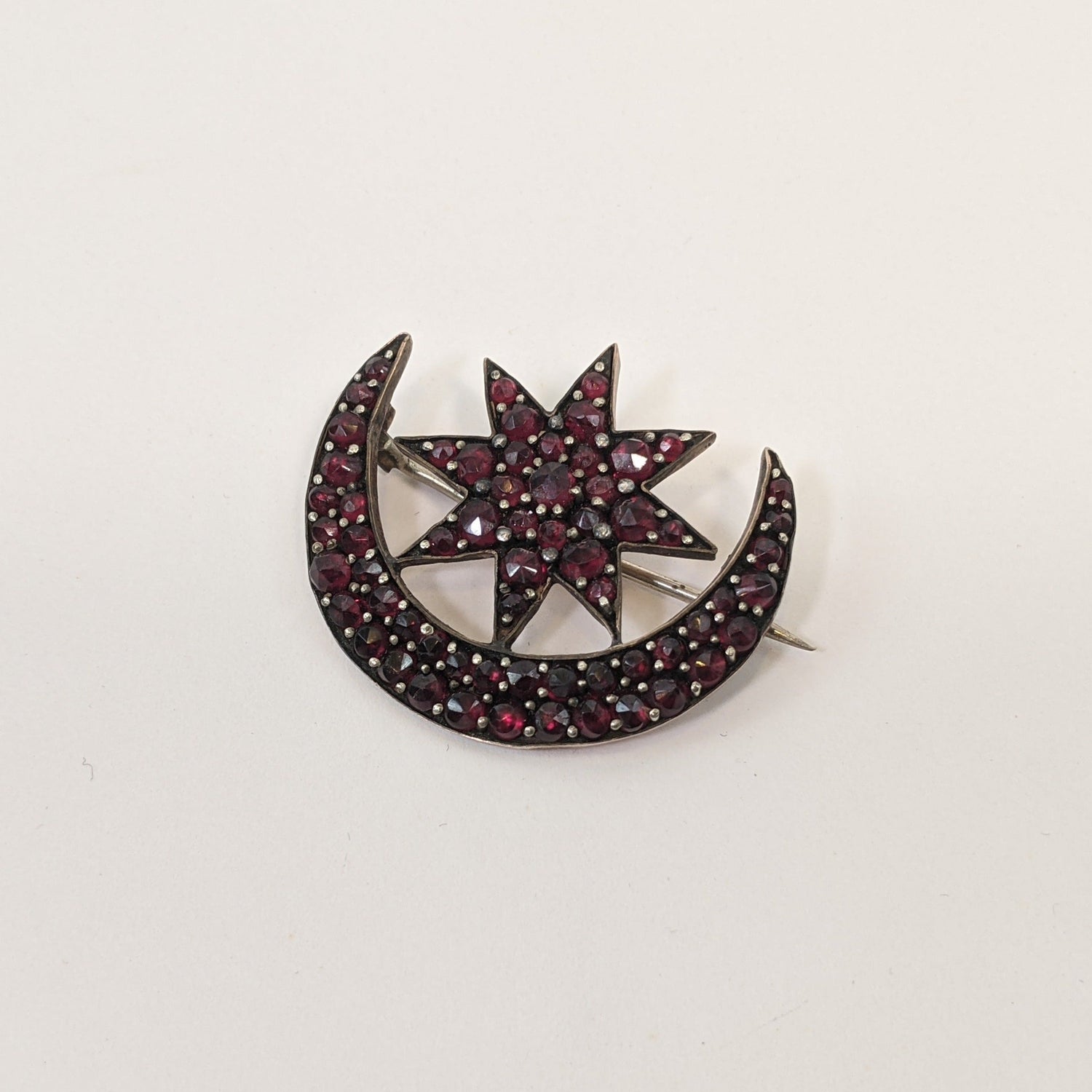 Bohemian Garnet Celestial Brooch C. 1890s