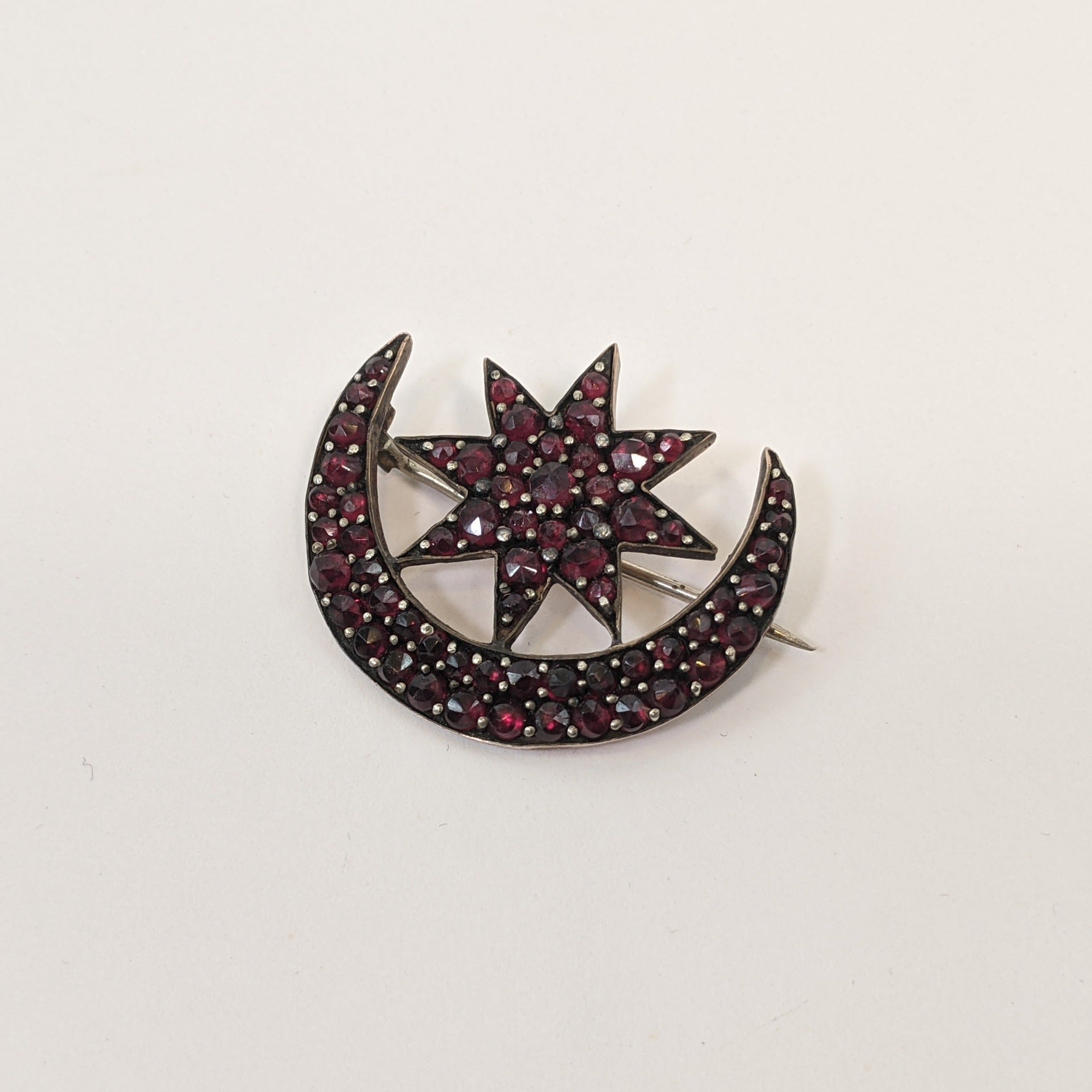 Bohemian Garnet Celestial Brooch C. 1890s