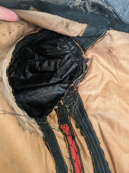 1890s Black Gigot Sleeve Bodice | Wool + Silk