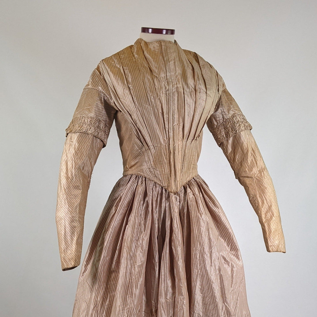 1840s Champagne Silk Gown