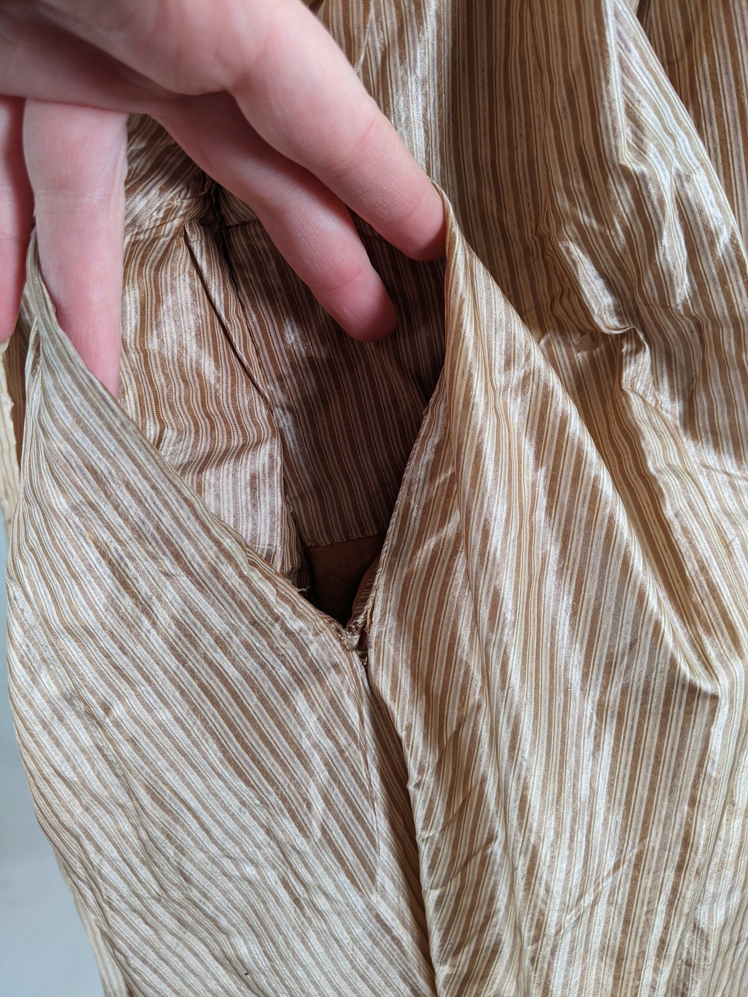 1840s Champagne Silk Gown